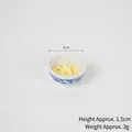 Mini bol de ramen pour maison de poupée avec motif porcelaine bleue et blanche et nouilles - Bol style porcelaine bleue et blanche de 3 cm + nouilles