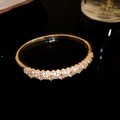 Bracciale rigido traforato placcato oro 18 carati con zirconi lucenti e stile raffinato - 7# Stile Ovale a Fila Pavé - Oro