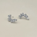 925 Silber Ohrstecker mit fächerförmigen Baguette-Zirkonia Steinen in silbernem Finish - Silber
