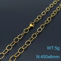 Golden textured oval link necklace with lobster clasp, 450x6mm size and 5g weight - Gold Textured Necklace (KN197671-Z)