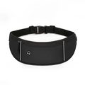 Waterproof running belt bag in black with adjustable strap and earphone hole for sports - Black
