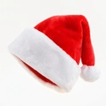 Classic red plush Christmas hat with white fur trim and LED lights for party decor - Thickened Santa Hat (Adult)