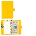 Yellow A6 PU leather budget binder with 6-ring binder, cash envelopes and card slots - Snap Style Yellow (Cover Only)