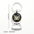 Detailed size chart of the butterfly bottle opener keychain with dimensions 8.3cm by 3cm - Letter W
