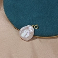 Baroque freshwater pearl pendant with gold S925 sterling silver clasp on navy velvet - Approx 17*20mm / Petal Style
