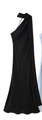 Detail eines eleganten schwarzen One-Shoulder Satin-Maxikleids mit minimalistischem Ausschnitt - Schwarz