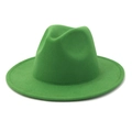 Sombrero Fedora de fieltro de lana verde esmeralda estilo inglés con ala ancha cosida - Verde