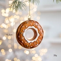 Christmas donut ornament in gingerbread glaze with colorful sprinkles and 10.5cm size mark - Donut