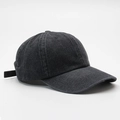 Classic dark grey washed denim baseball cap with minimalist six-panel stitch detail - Adjustable (55-58cm) / Black
