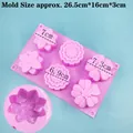 Pink 6-cavity floral silicone mold for DIY soap and candles, size 26.5x16x3cm - 7259-6-Cavity Flower