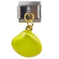 Italian style shell charm link in silver and gold metal with yellow resin shell pendant - Bright Yellow Shell