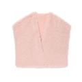 Pink faux fur vest for women with V-neck sleeveless design in flat lay view - S / Pink