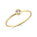 Minimalist gold-plated silver ring featuring a single round zircon in a bezel setting - 18K Gold Plain Round Stone