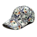 Gros plan détaillé d'une casquette de baseball avec imprimé de billets de 100 dollars - M (56-58cm) / Impression Billet de Dollar Vert Crème (2#)