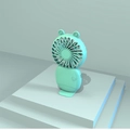 Mini ventilador USB portátil verde menta con orejas sobre un soporte de mesa - Forma de Caracol / 6ª Gen Caracol / Verde menta