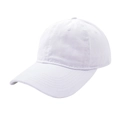 Detail of white cotton twill baseball cap showing fine stitching and fabric texture - White