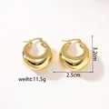 Detail of 18k gold plated teardrop earrings with dimensions 3.2cm x 2.5cm and weight - KC-E07 Gold Thick Hoop