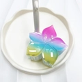 Gradiant flower hair claw clip in pink blue and yellow resin with glossy finish - Pink+Blue+Yellow (Rainbow Five-petal Flower)