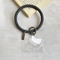 Gray silicone phone wrist strap with O-ring loop, zinc alloy buckle and TPU patch - Charcoal Gray