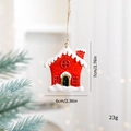 Red resin Christmas house ornament with snow details and twine, size 7x6cm, weight 23g - Snow House