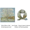 Van Gogh Blooming Peach Tree art print square scarf in 53cm twill fabric for women - Blossoming Peach Tree