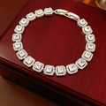 Bracelet élégant argenté avec zircone cubique carrée et détails en micro-pavé chic - Ensemble de 3 Bracelets / Argent