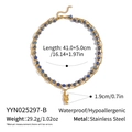 Detail view of double-layered stainless steel necklace with blue beads and lobster pendant - Lobster Pendant Lapis Lazuli Style (YYN025297-B)