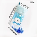 Calcetín de Navidad LED azul con diseño de muñeco de nieve y dimensiones detalladas - Estilo Papá Noel Azul