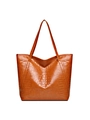 Sac fourre-tout marron motif crocodile de style vintage haut de gamme pour femme - Marron