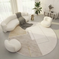 Modern geometric round rug in beige and brown tones with soft crystal velvet texture - 60x60cm / Simple Geometric A