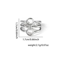 Detailweergave van zilveren titaniumstalen ring met afmetingen 1,7 cm en gewicht 2,1 g - Multi-layer Rings (#0314)