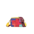 Borsa a tracolla arcobaleno a contrasto con ampia tracolla a motivi geometrici - Giallo