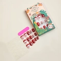 Christmas press-on nail kit with 24 pieces featuring reindeer, snowflakes and glitter designs - Christmas Snowflake Reindeer Santa Style (XE-81-43)