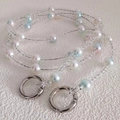 Long beaded replacement strap with pastel pearls and silver spring ring clasps - Crystal Mermaid Bead [Silver Buckle]
