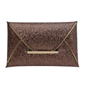 Moderne kaffeebraune Pailletten-Umschlagtasche mit Goldrand und Metallverschluss - Braun