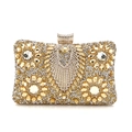 Elegante gold-silberne Abendtasche mit funkelnden floralen Kristallmustern - Gold