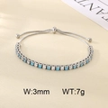 Adjustable stainless steel bracelet with 3mm blue and white round cubic zirconia - Dark Blue and White Zirconia Style (KB207073-CALY)