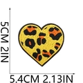Leopard print heart embroidery patch in yellow and orange with dimensions 5x5.4 cm - Heart Yellow Black Leopard Print (10号)