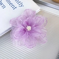Light purple organza flower hair claw clip with delicate white bead center decoration - Purple Flower