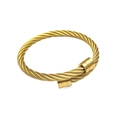 Golden double-layer twisted steel wire cable bracelet with magnetic cylinder clasps - Gold