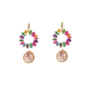Bohemian colorful beaded hoop earrings with pink baroque pearl pendants and gold hooks - Multicolor Purple Baroque Pearl Ear Clip