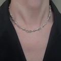 Gothic barbed wire heart necklace for women featuring a dark rose design on the neck - Silver Barbed Wire Necklace (9622)