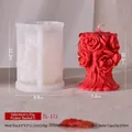 Vista dettagliata dello stampo in silicone a colonna di rose e candela rossa finita - Cesto di Fiori di San Valentino E ZL-172