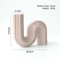Modern minimalist nude S-shaped ceramic vase with elegant vertical wavy texture - S-Shaped Vase-Medium / Nude