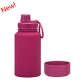 Deep rose red 650ml stainless steel insulated water bottle with matching silicone boot - 650ml / Purple Red-Sport (New)