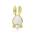 Cute bunny brooch in gold metal featuring heart-shaped shell and round pearl accent - Style 6 (Gold Mother of Pearl & Artificial Pearl)