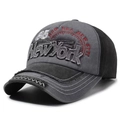 Berretto da baseball vintage in denim lavato nero e grigio con ricamo New York - Nero