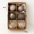 Set van 6 kerstballen van 6cm in brons en transparant in een kraft doos - Model B (Brons Ribbel/Glitter/Transparant)