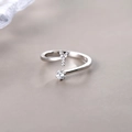 S925 sterling silver open ring featuring a crystal letter Y and a six-prong solitaire stone - Letter Y