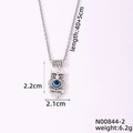Silberne Eulen-Halskette mit blauem bösen Blick Anhänger und Abmessungen N00844-2 - Silber Eule Teufelsauge